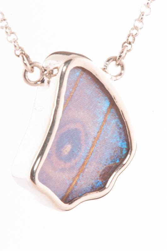 2--A-SC-1B-Silver-butterfly-necklace-Iridescent-Blue-Wing-Shaped-Morpho-Didius