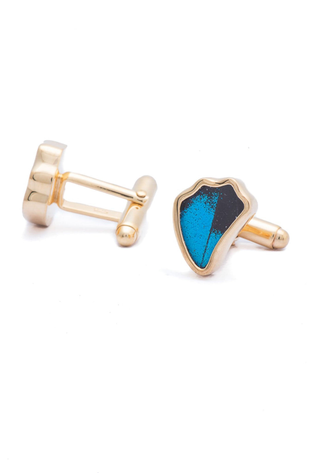 2--A-SA-1B-Gold-butterfly-cufflinks-Royal-Blue-Wing-Shaped-Papilio-Ulysses