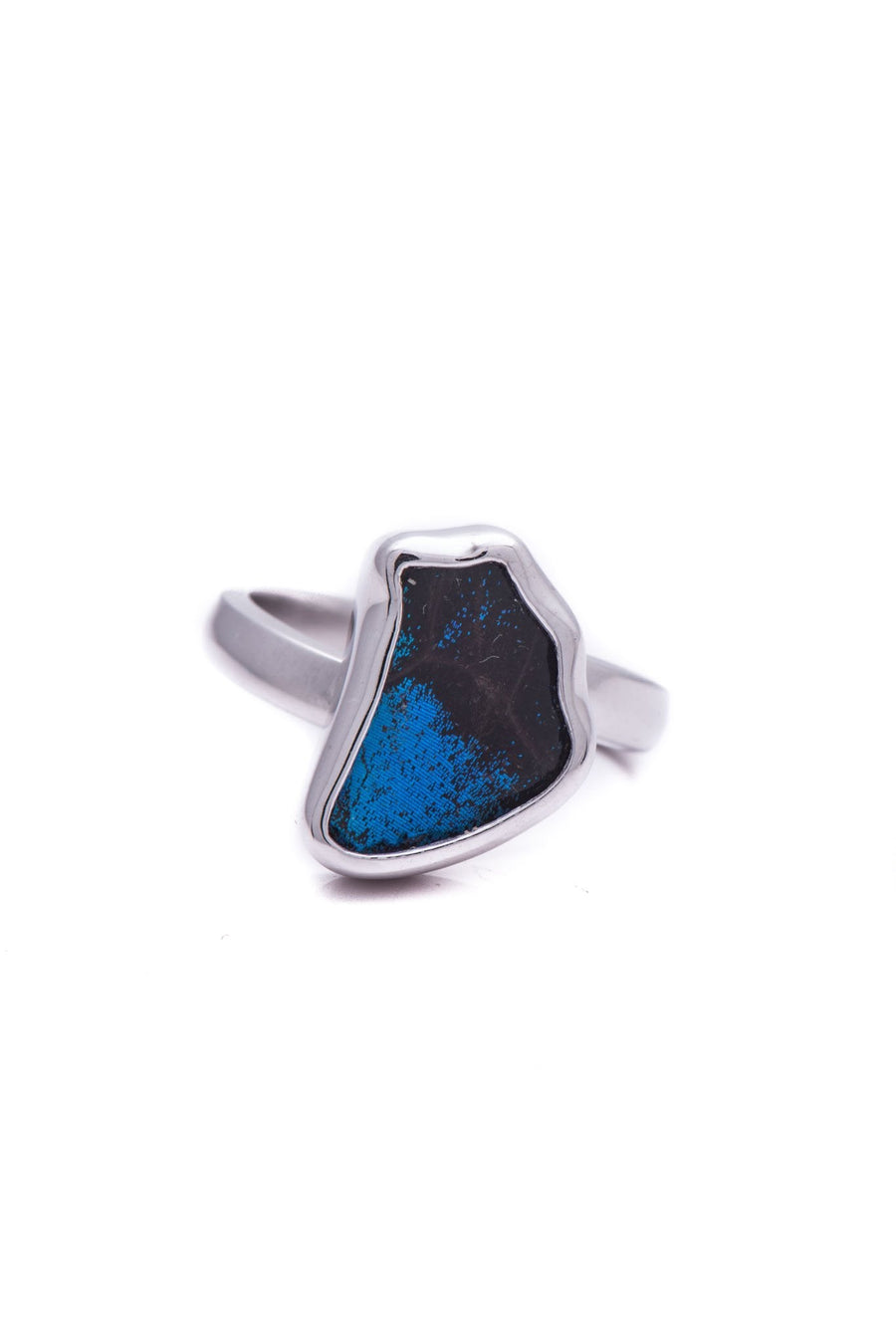 1-Real Butterfly Wings-A-SA-1B-Silver-butterfly-ring-Royal-Blue-Wing-Shaped-Papilio-Ulysses