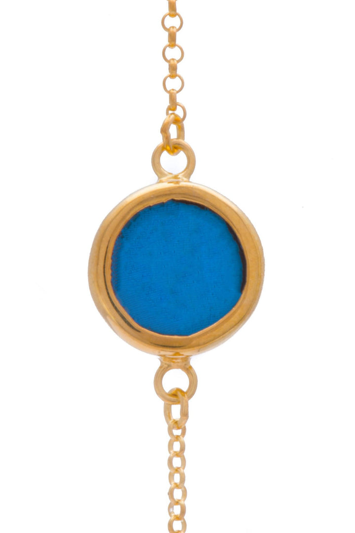 1-Real Butterfly Wings-A-SC-C1-Gold-butterfly-bracelet-Iridescent-Blue-Circle-Morpho-Didius