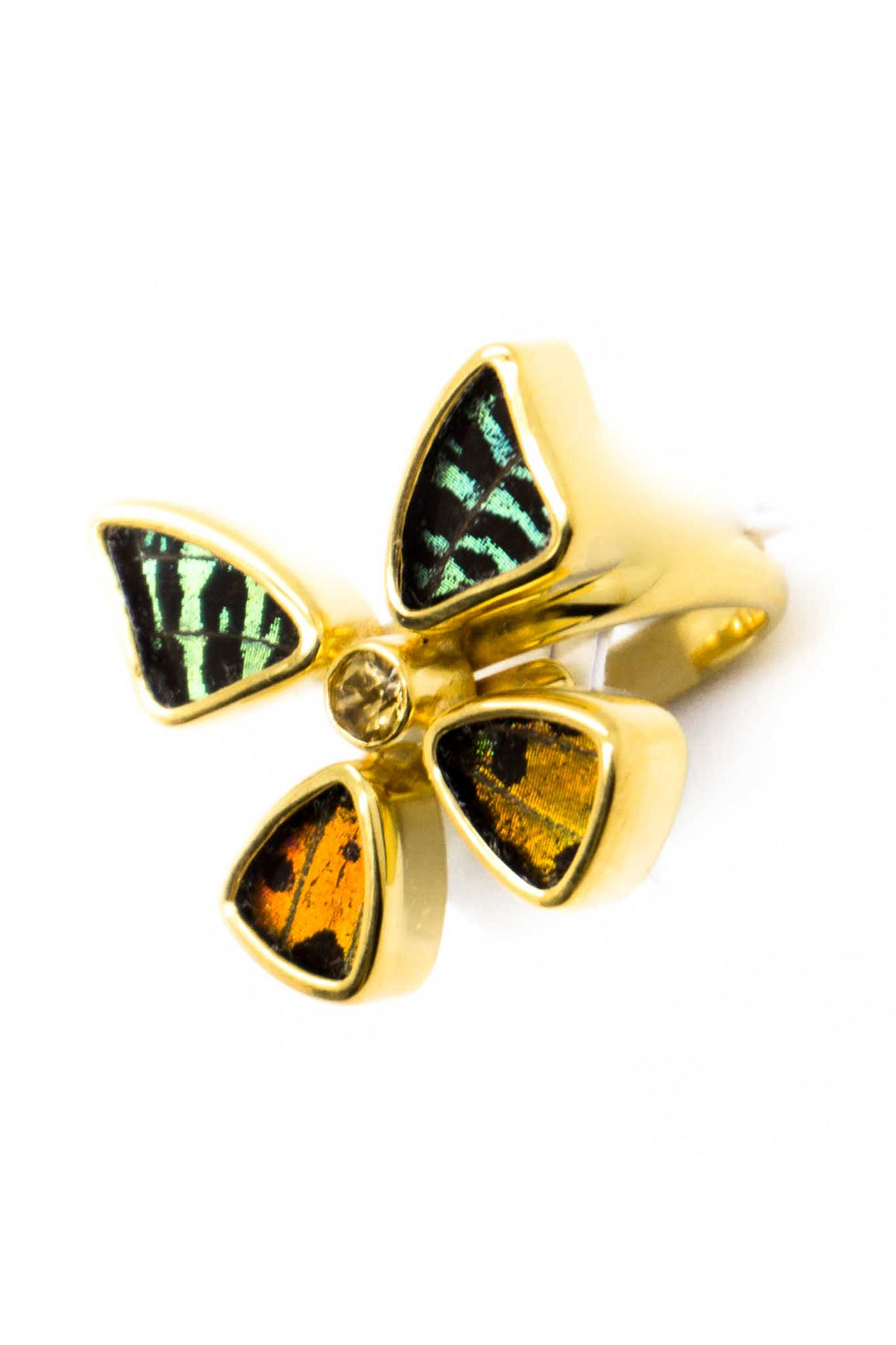 3--A-4D-2F-Gold-butterfly-ring-with-citrine-birthstone-Shimmering-Rainbow-Green-Chrysiridia-Madagascariensis