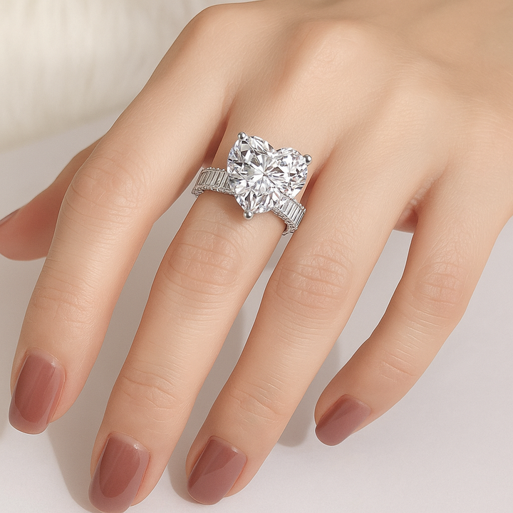White Gold 4ct Heart Diamond Eternity Ring