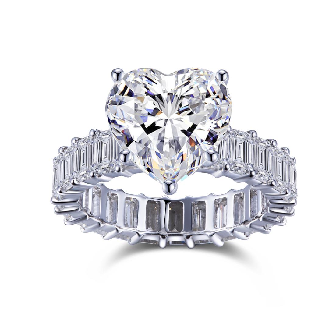 White Gold 4ct Heart Diamond Eternity Ring