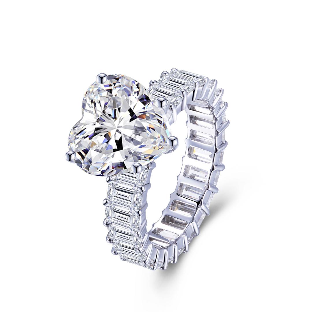 White Gold 4ct Heart Diamond Eternity Ring