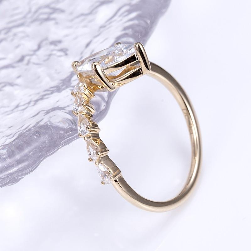 Gold 1ct Marquise Diamond Ring with Side Accents