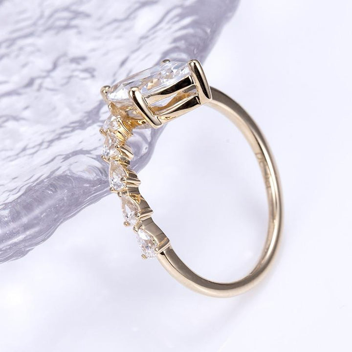 Gold 1ct Marquise Diamond Ring with Side Accents