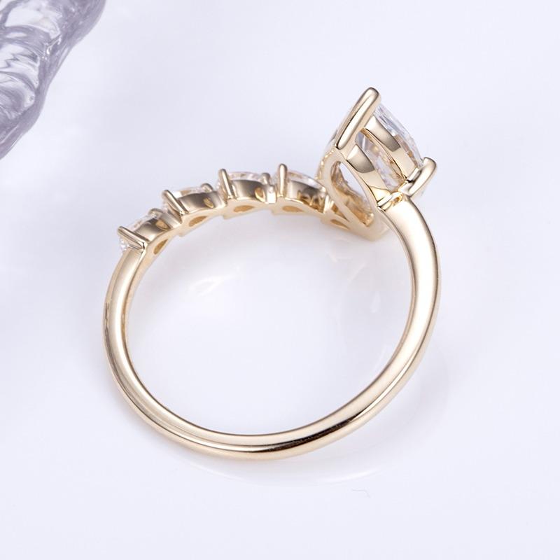 Gold 1ct Marquise Diamond Ring with Side Accents