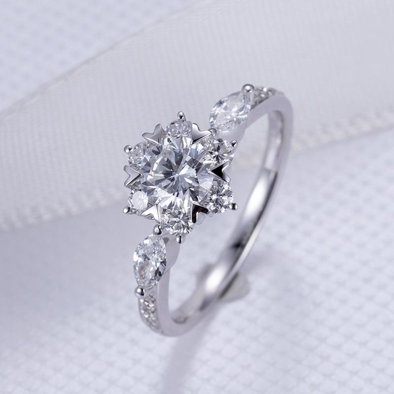 White Gold 0.5ct Snowflake Diamond Engagement Ring