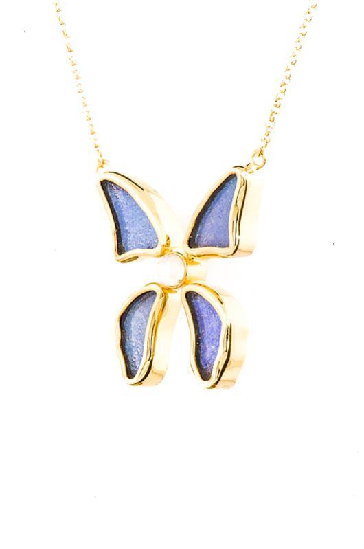2--A-4B-3F-Gold-butterfly-necklace-with-blue-topaz-birthstone-Iridescent-Blue-Morpho-Didius
