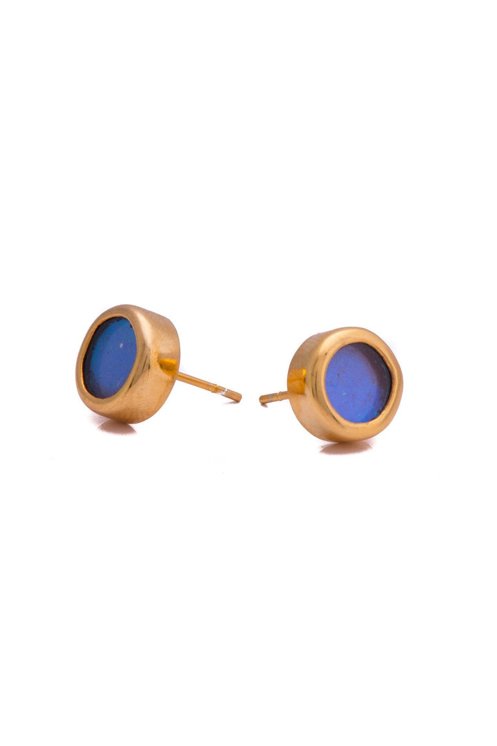 3--a-sa-c1-gold-butterfly-earrings-iridescent-blue-circle-morpho-didius