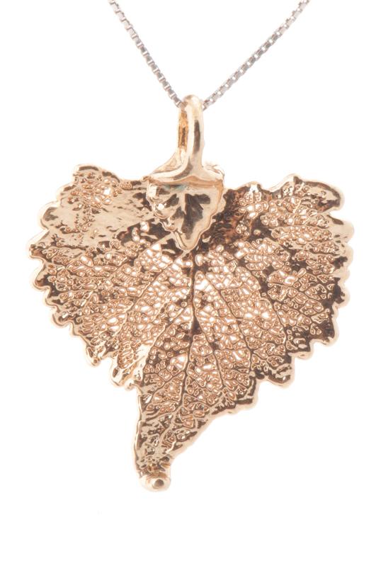 Real Cottonwood Leaf Pendant layered in 24K Gold